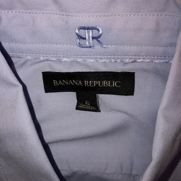 Banana Republic Blue Oxford Button-up Ruffle 6 - Picture 7 of 8